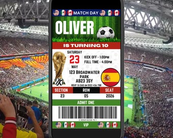 Spain Football Invitation Editable Template, Spain Soccer Party Invitation, Digital Download Birthday Invite