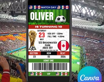 Canada Football Invitation Editable Template, Spain Soccer Party Invitation, Digital Download Birthday Invite