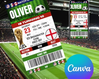 England Football Invitation Editable Template, England Soccer Party Invitation, Digital Download Birthday Invite