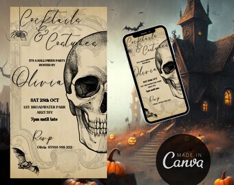 Cocktails & Costumes Halloween Party Invitation: Spooky Bash (Digital Editable Invitation)
