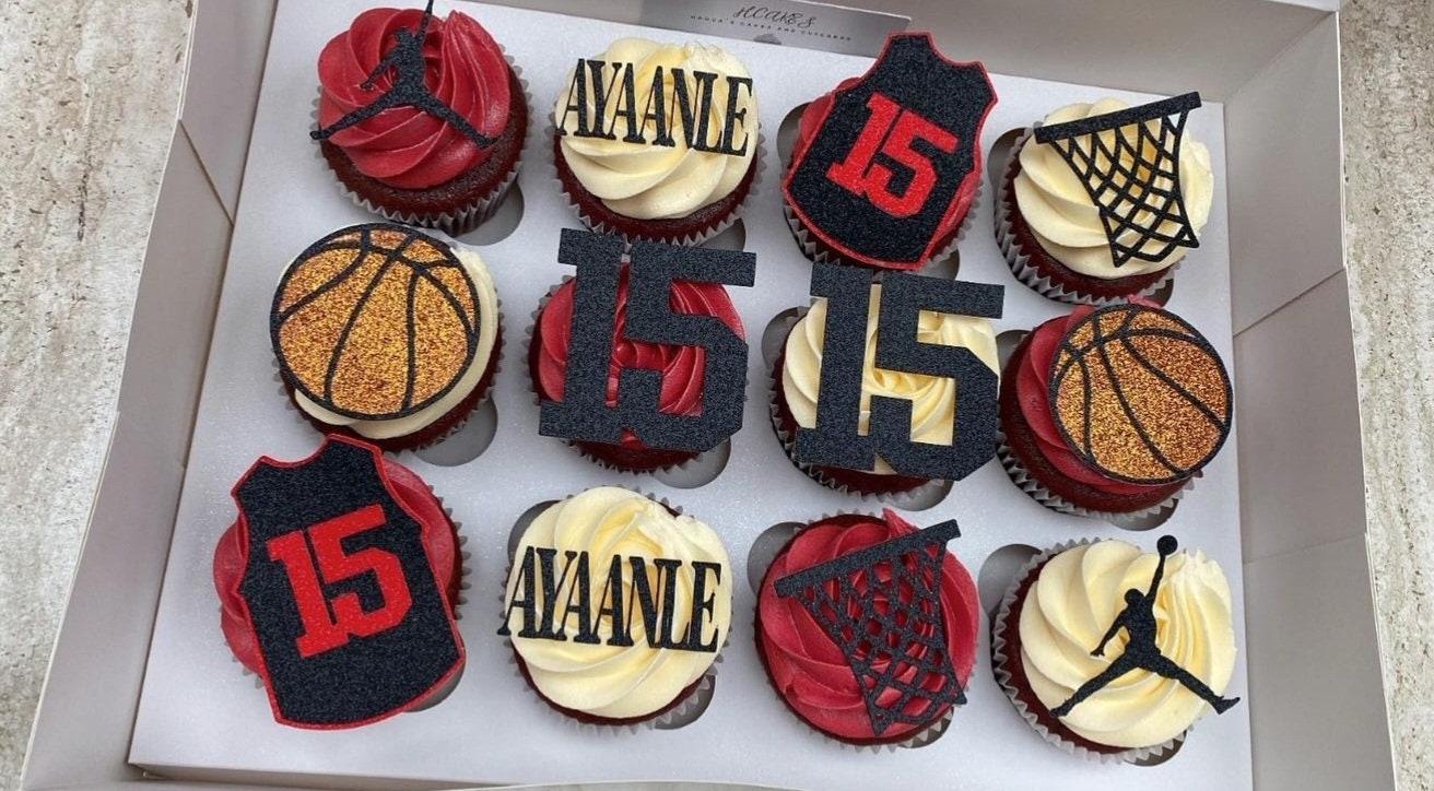 Basketball Cupcake Topper Set Etsy