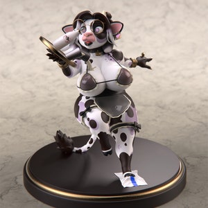 Chloe Milk Maid Figurine - Cow Furry Figure Digital Files (Obj / STL) For 3d Printing