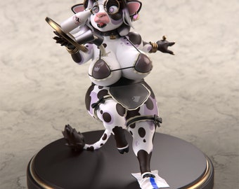Chloe Milk Maid Figurine - Cow Furry Figure Digital Files (Obj / STL) For 3d Printing