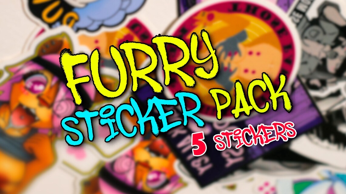 Furry Sticker Pack 5 Stickers Yiff Stickers Cartoon Etsy