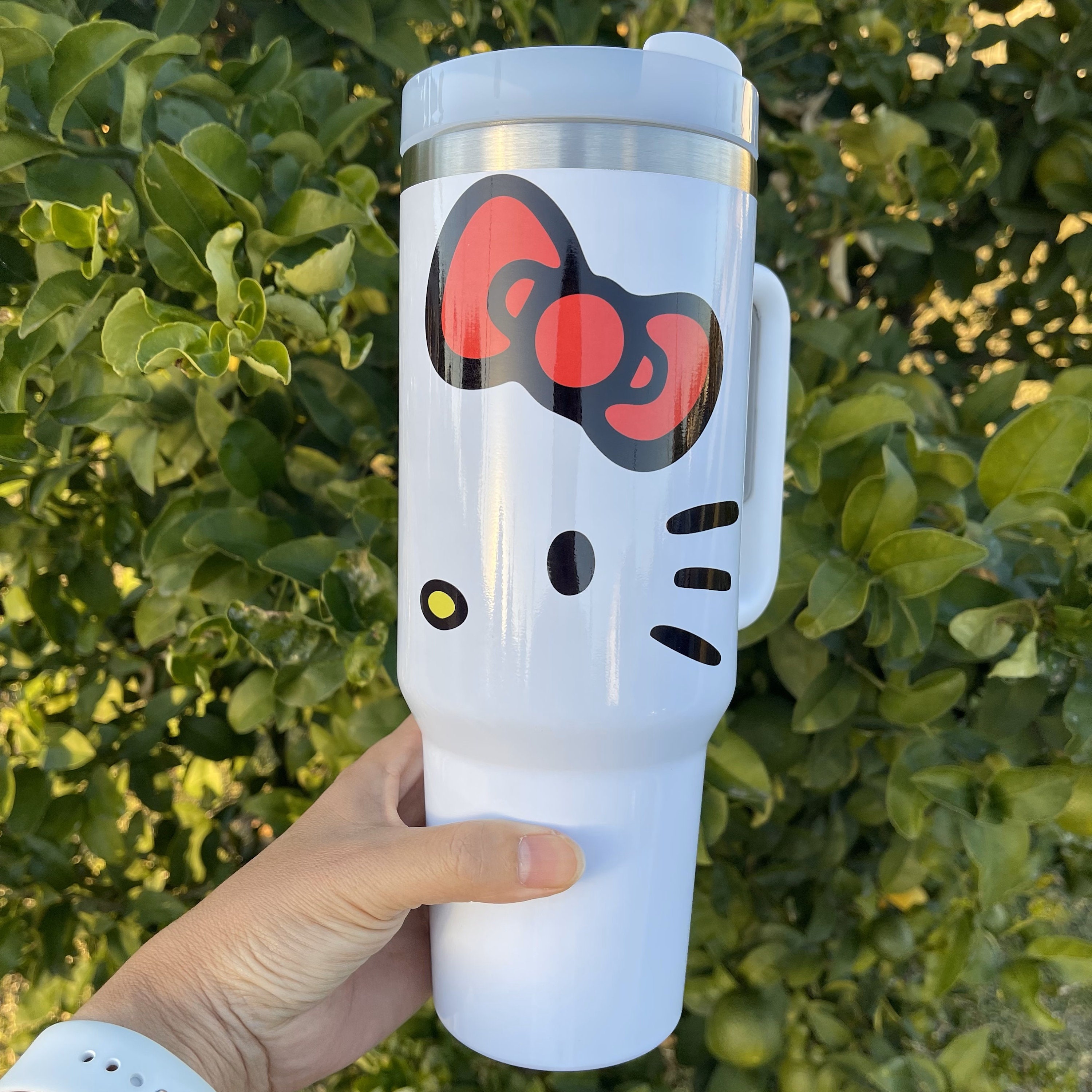 Hello Kitty Tumbler Cup 40Oz Custom Name Cute Cat Kitty Cartoon Stanley  Stainless Steel Tumblers 40 Oz With Handle Pink Personalized Sanrio Travel  Mugs Gift - Laughinks