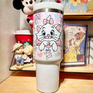 Custom Personalized Mother’s Day gift for her. Disney Starbucks The Aristocats Marie 40 oz Tumbler/Water bottle/Mug with hand carry handle.