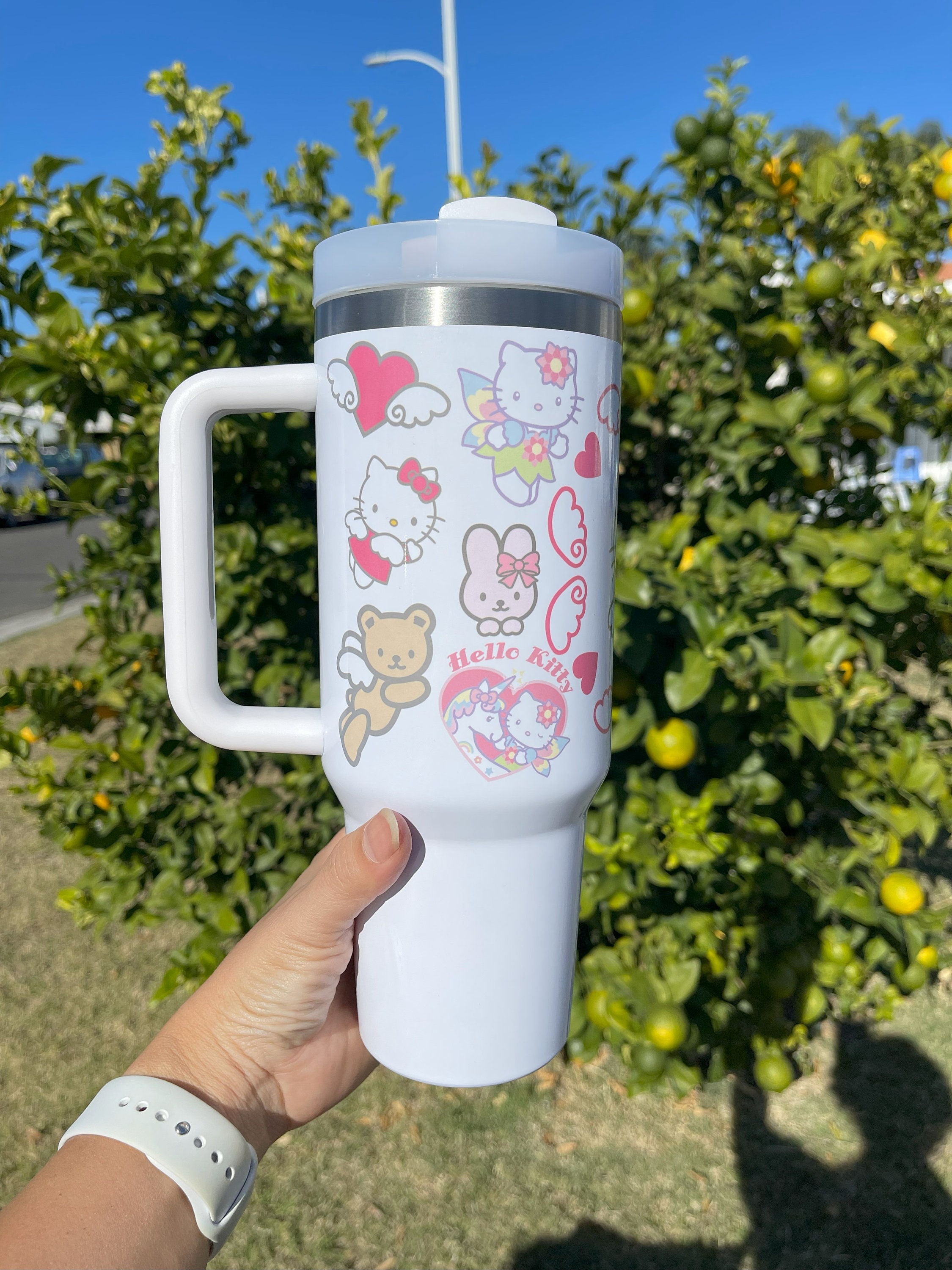 Sanrio Hello Kitty Tumbler 40 oz Stanley tumbler with hand carry handle.  Brand N on Mercari