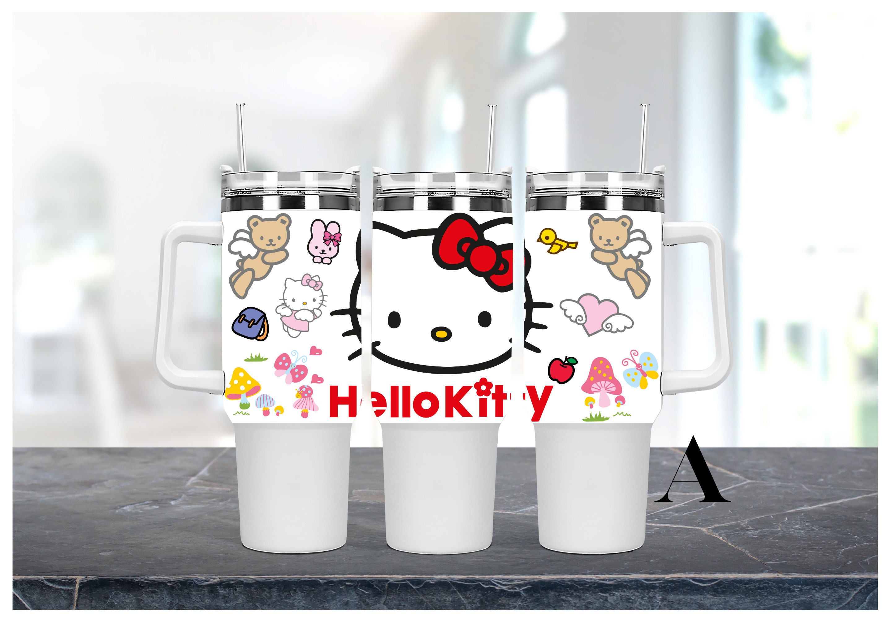 Hello Kitty Stanley Type 40oz. Tumbler Mug With Black Carry Handle