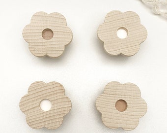 1 Möbelknopf Blume aus Holz Kinderzimmer
