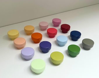 Bunter Möbelknopf aus Holz / Runder Möbelgriff für Kinderzimmer (bunt, pastell, farbig)