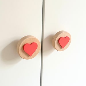 Colorful heart-shape furniture knobs for children's rooms