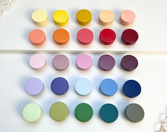 Bunter Möbelknopf aus Holz | Runder Möbelgriff für Kinderzimmer | auch für IKEA (bunt, pastell, farbig)