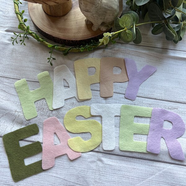 HAPPY EASTER Pastel Felt Letter Banner, Felt Letters to Decorate, Pastel Felt Banner, Easter Letters for Crafting, Letter Embellishments.