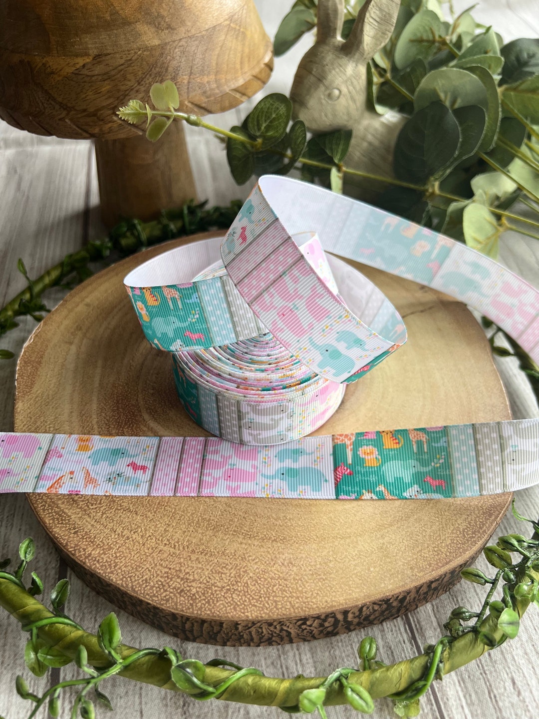Animal Protection Ribbon Color Beautiful Pastel Zoo Animal Grosgrain Ribbon, Animal Themed Ribbon ...
