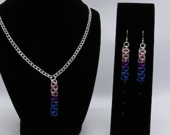 Bisexual Pride Flag Chain Pendant Set
