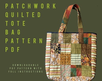 Patchwork Quilted Tote Bag Pattern PDF