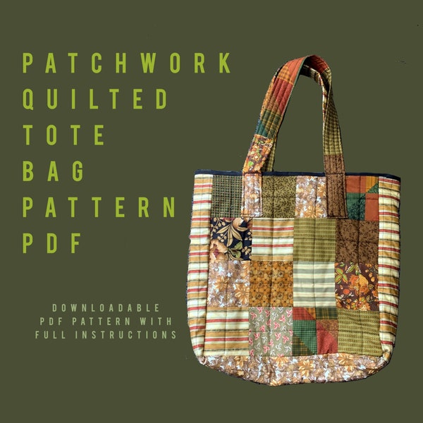 Patchwork Quilted Tote Bag Pattern PDF