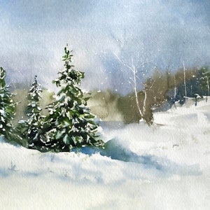 Winter Trees fine art watercolor print