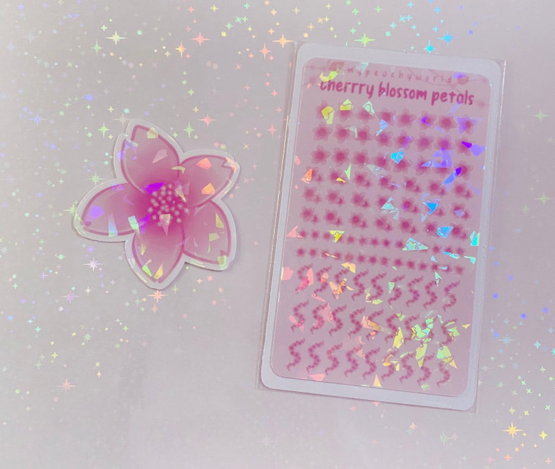 Holographic Cherry Blossom Sticker Sheet | Vinyl Stickers | Flower ...
