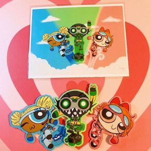 power puff legends sticker/print set / apex legends / lifeline / octane / horizon / power puff girls / gloss stickers / gaming stickers