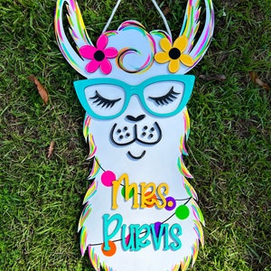 Llama Door Hanger - DIY Llama - Door Decor Llama - personalized - teacher door decor