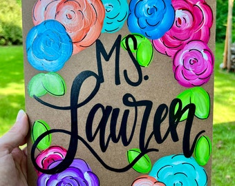 Personalized Teacher Clipboard: Floral Design