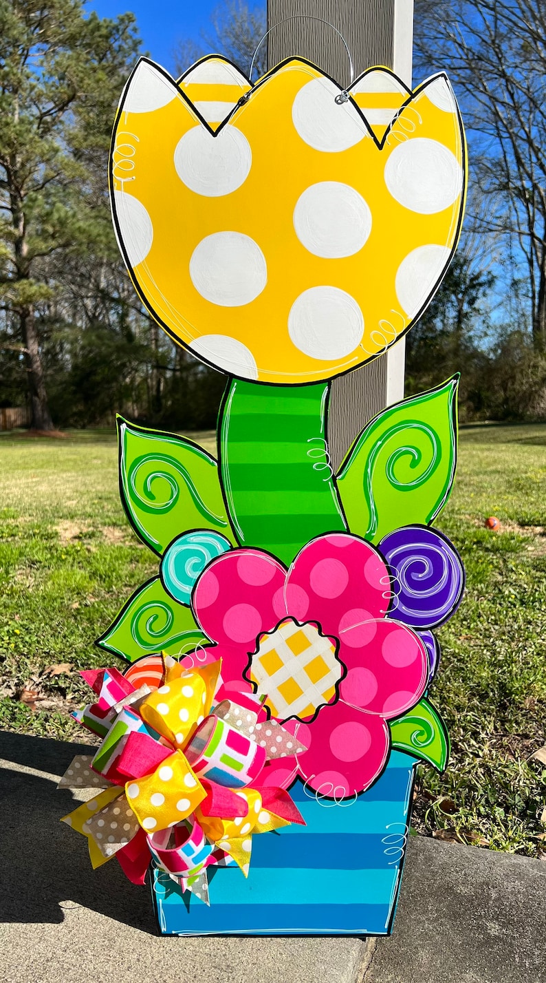 Extra Large Spring Summer Tulip Flower Door Hanger DIY Door Etsy