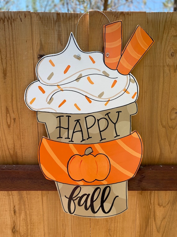 Hello Fall Latte Door Hanger