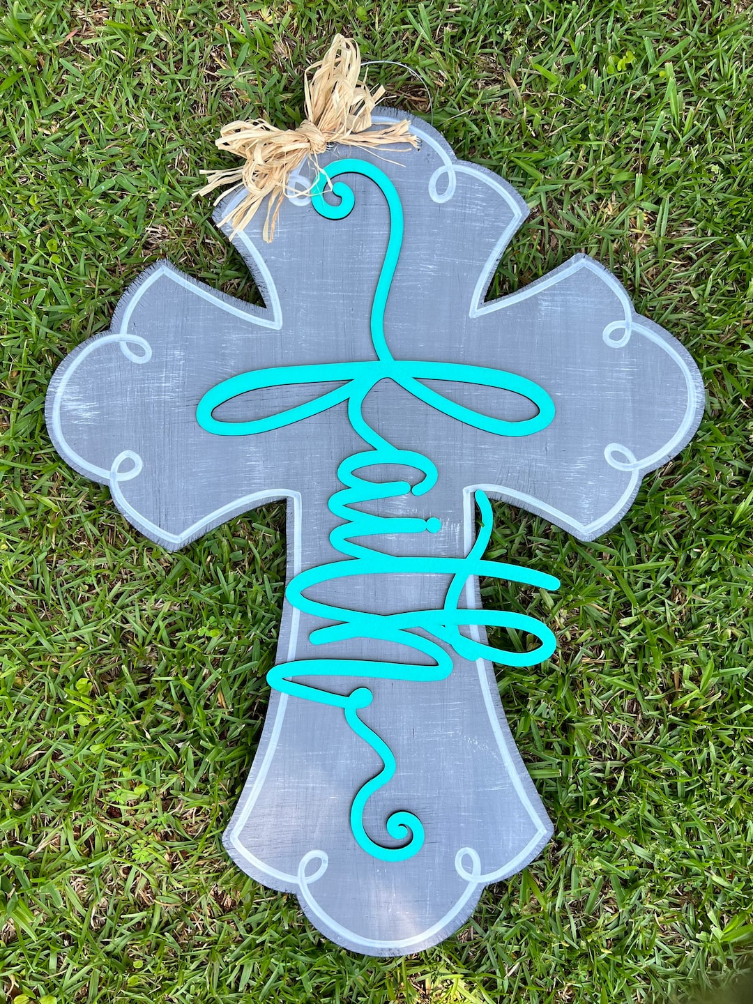 Faith Cross Door Decor Any Season Decor Faith Hope and Love Door Hanger