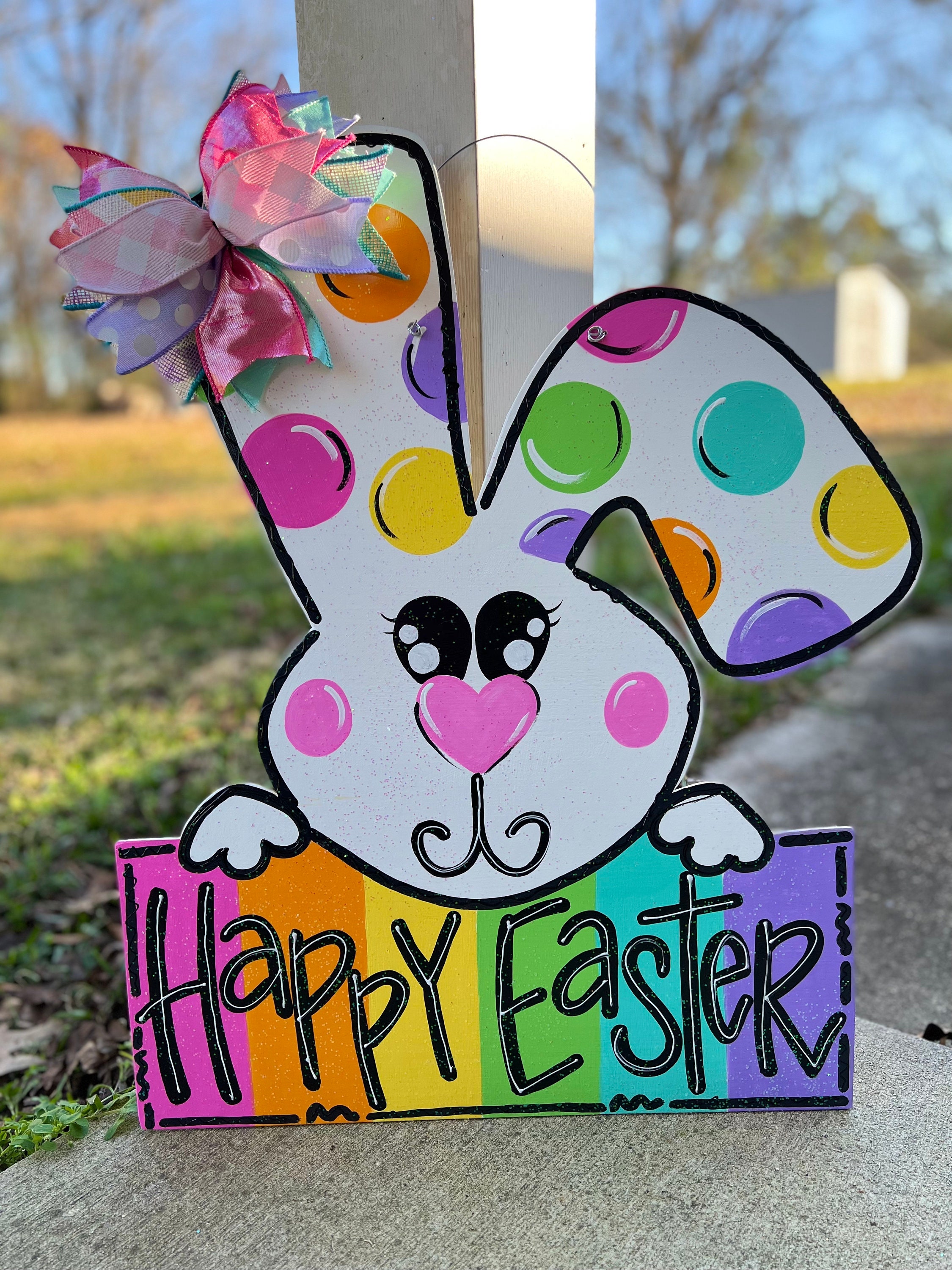 Easter Door Hanger - Personalized Door Hanger - Easter Decor - Bunny Door Hanger - Easter Sign - Spring Decor