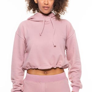 Ash Rose Crop Hoodie Women – Premium Cotton Sweatshirt, Custom Fit & Color, Minimalist Everyday Hoodie, Made in Ukraine