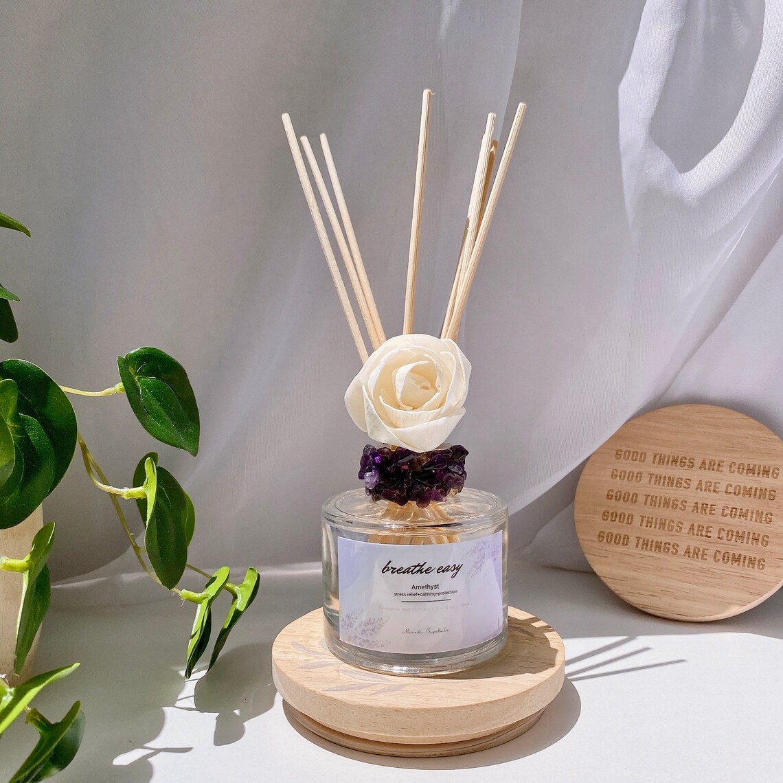 Breath Easy Amethyst Crystal Diffuser / Eucalyptus Oil Natural Etsy