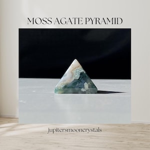 Moss Agate Pyramid, Moss Agate Crystal, Crystal Pyramid, Moss Agate Stone, Moss Agate Point, Blue Moss Agate