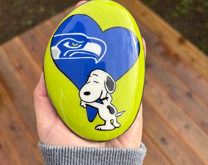 Seahawk Painted Rocks Snoopy Seahawks Painted Rock - Etsy