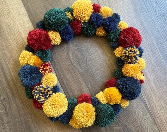 15” Harvest Pom Pom Wreath