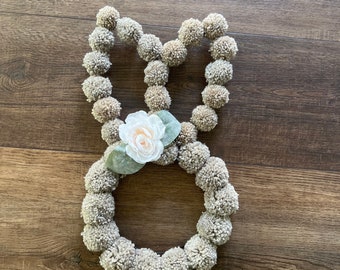 Brown Bunny Pom Pom Wreath