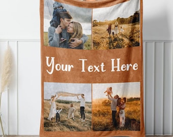 Personalized Picture Blanket With Text,Customizable Photo Blanket Collage, Colorful Blanket For Adult/Kid/Toddler, Christmas Gift For Kids