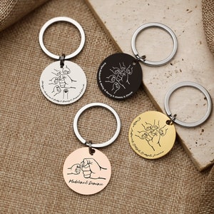 Porte-clés personnalisé poing bosse de l'équipe papa, porte-clés personnalisé papa en acier inoxydable, porte-clés poing bosse papa gravé, cadeau fête des pères des enfants