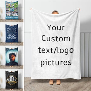 Personalized Photo Blanket, Custom Your Own Blanket, Picture Blanket, Collage Blanket with Text, Memorial Blanket, Idol Blanket Gift for Her