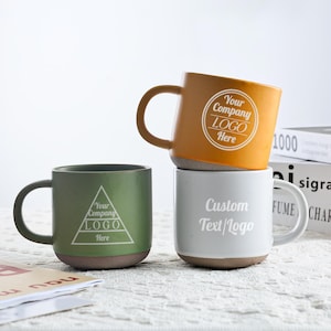 Custom Your Company Logo Mug, Engraved Logo Coffee Mug, Tea Cup, Ceramic Mug, Personalize Mug with Text, Engraved Logo Mug, Employee Gifts