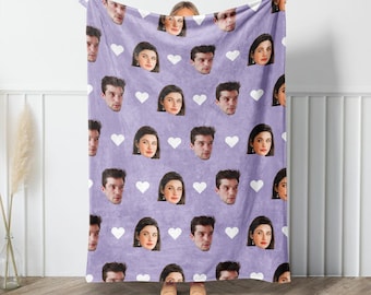 Couple Custom Blanket,Custom Blanket With Face, Couple Blanket With Pictures, Personalized Blanket For Couple, Valentine's Day Present