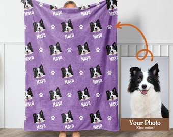 Custom Pet Photo Blanket With Name,Dog Face Blanket, Personalized Pet Blanket, Bedding For Pets, Pet Blanket With Picture, Custom Pet Gifts
