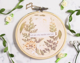 Botanical Boho Wall Hanging - Embroidery Hoop Print | Rustic Decor, Cottagecore, Sentimental Gifts, Floral Art Print
