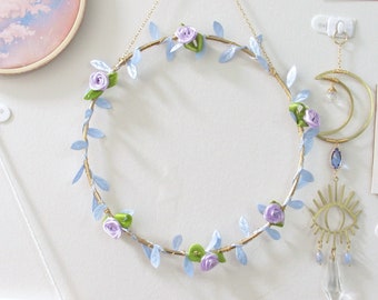 Cute Pastel Wreath | Fairy Finds, Floral Hanging Decor, Gifts for Girls, Aesthetic Room Decor, Danish Pastel, Fairycore, Metal Wreath