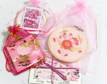 Cute Pastel Pink Gift Bundle - Set of 5 | Floral Illustrations, Gifts Under 20, Fairycore, Last Minute Gifts, Aesthetic Wall Hangings