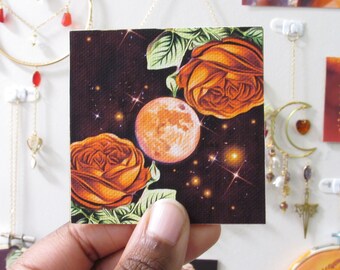 Dark Academia Celestial Mini Prints | Libra Zodiac Illustration, Floral Wall Art, Dark Night Sky, Luis Falero, Aesthetic Room Decor