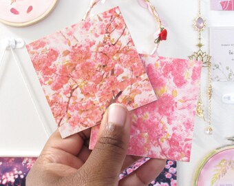 Cherry Blossom Cute Mini Prints | Kawaii Room Decor, Floral Illustrations, Pink Aesthetic, Sakura Art, Small Gifts