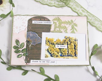 Cute Canvas Collage Art Print | Wall Botanical Art, Boho Style, Housewarming Gift, Aesthetic Room Decor, Bookshelf Accessories, Cottagecore