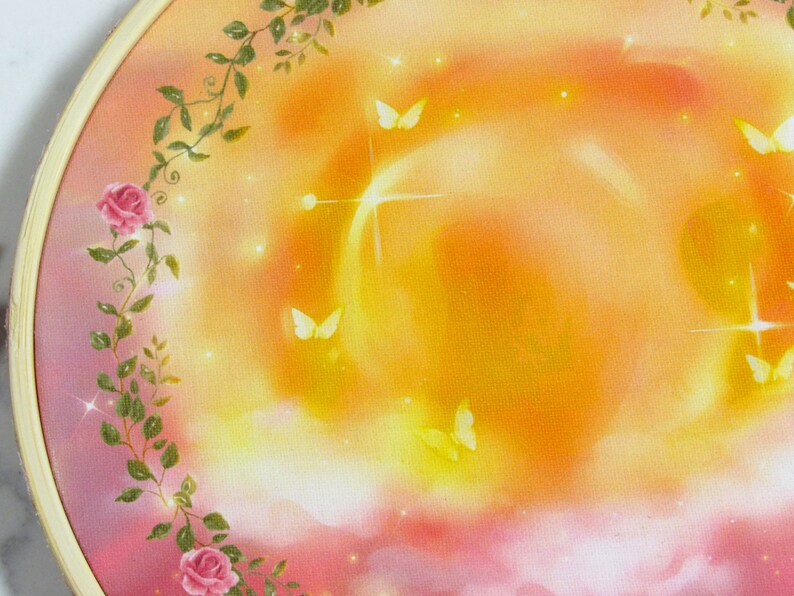 Lovely Embrace ~ Lovecore Pastel Sun - Embroidery Hoop Print | Romantic Wall Art, Cute Room Decor, Whimsical Scenery, Dreamcore Aesthetic image 5