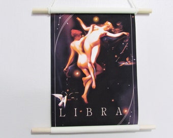 Libra - Zodiac Tarot Wall Scroll | Celestial Art Print, Witchy Room Decor, Aesthetic Wall Hangings, Luis Falero, Whimsical Gift ideas